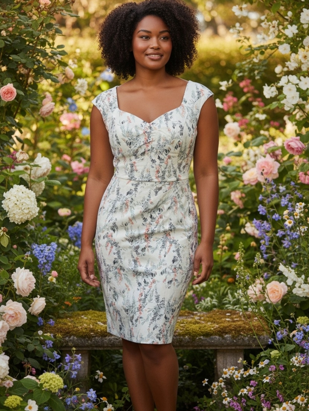 White House Black Market Mint Floral Cap-Sleeve Sheath Dress